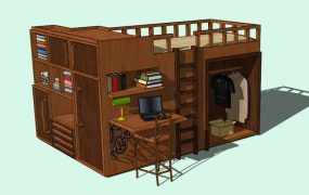 Adult Loft Bed with Wardorbe
