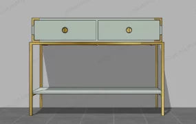 Brass And Wood Console Table