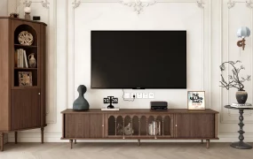 Vintage Tv Stand And Side Cabient Set