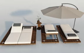 Outdoor Wooden Sunloungers