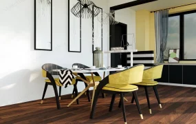 Black And Yellow Dining Room
