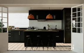 Straight Kitchen With Breakfast Bar