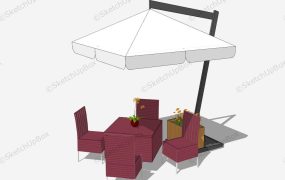 Red Patio Set With Umbrella