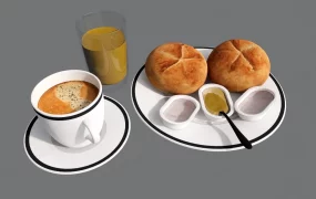 Breakfast With Coffee And Bread