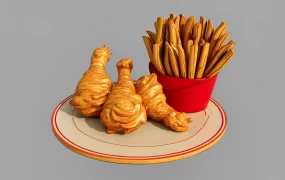 Fried Chicken Legs And French Fries