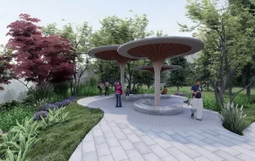 Circle Shade Structure With Bench