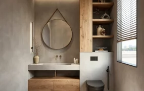 Small Minimalist Japandi Bathroom