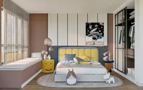 Coral And White Kids Room