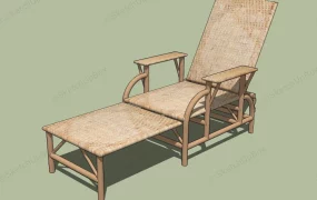 Bamboo And Wood Sunlounger