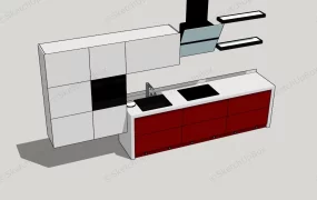 Red And White Kitchen Cabinets