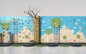 Modern Children's Indoor Play Gym & Climbing Wall SketchUp 3D Model