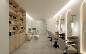 Minimalist Luxury Hair Salon Interior Layout