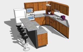 L Kitchen with Island Layout