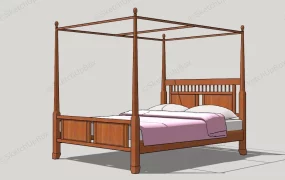 Wooden Four Poster Bed