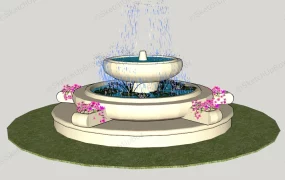 2 Tier Fountain With Lotus Plant