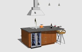 Kitchen Island with Stove and Hood