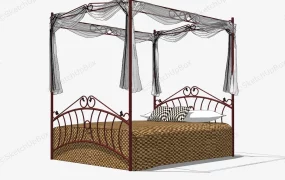 Red Iron Canopy Bed