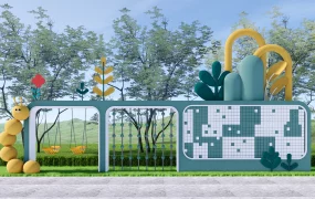 Cartoon Caterpillar Theme Children's Interactive Feature Wall SketchUp 3D Model