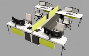 Modular 4 Person Office Workstation Cluster