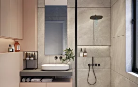 Modern Minimalist Feminine Bathroom
