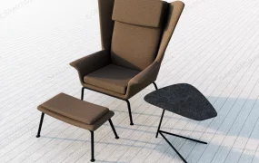 Wingback Chair With Footstool