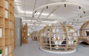 2 Story Bookstore Interior Design