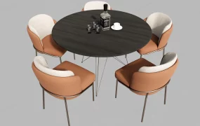 6 Piece Round Dining Table Set