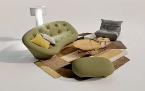 Cozy Bean Bag Sofa Set With Coffee Table