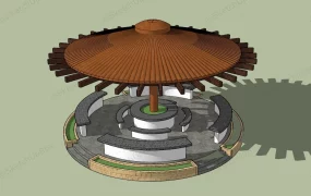 Round Pavilion With Circular Benches