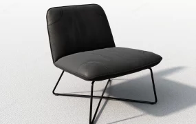 Modern Minimalist Black Leather Accent Lounge Chair SketchUp 3D Model