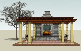 Patio Pergola With Fireplace