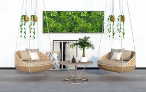 Porch Design With Swing Chair