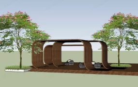 Modern Eco Friendly Outdoor Sculptural Wooden Pavilions