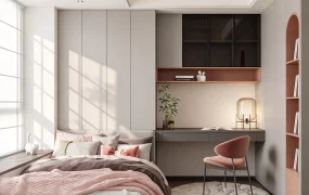 Modern Space Saving Feminine Bedroom Design