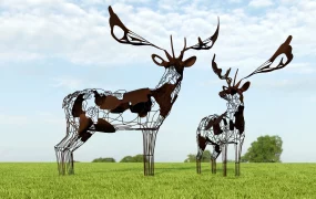 Metal Deer Sculptures