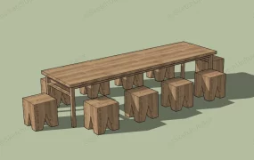 Rustic Wood Dining Table Set
