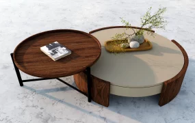 Round Nesting Coffee Table Set