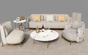 Modern Upholstered Living Room Sofa & Accent Armchair Set