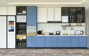 Blue Black And White Kitchen