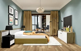 Contemporary Bedroom With Balcony Design
