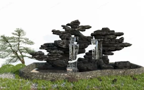 Asian Inspired Rock Waterfall
