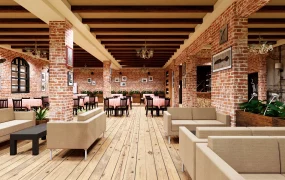 Rustic Industrial Restaurant Interior