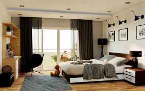 Rustic Bedroom With Desk