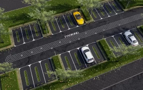Modern Landscaped Parking Lot Layout