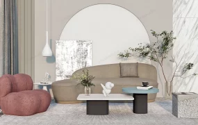 Small Casual Living Room Furniture Set