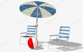 Deck Chairs And Umbrella