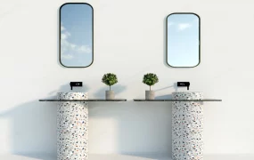 Pedestal Wash Basin With Mirror