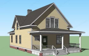 American Craftsman Two Story Residence SketchUp 3D Model