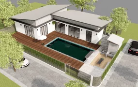 Modern L Shaped House With Pool