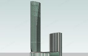 Modern Angular Glass Skyscraper & Podium Complex